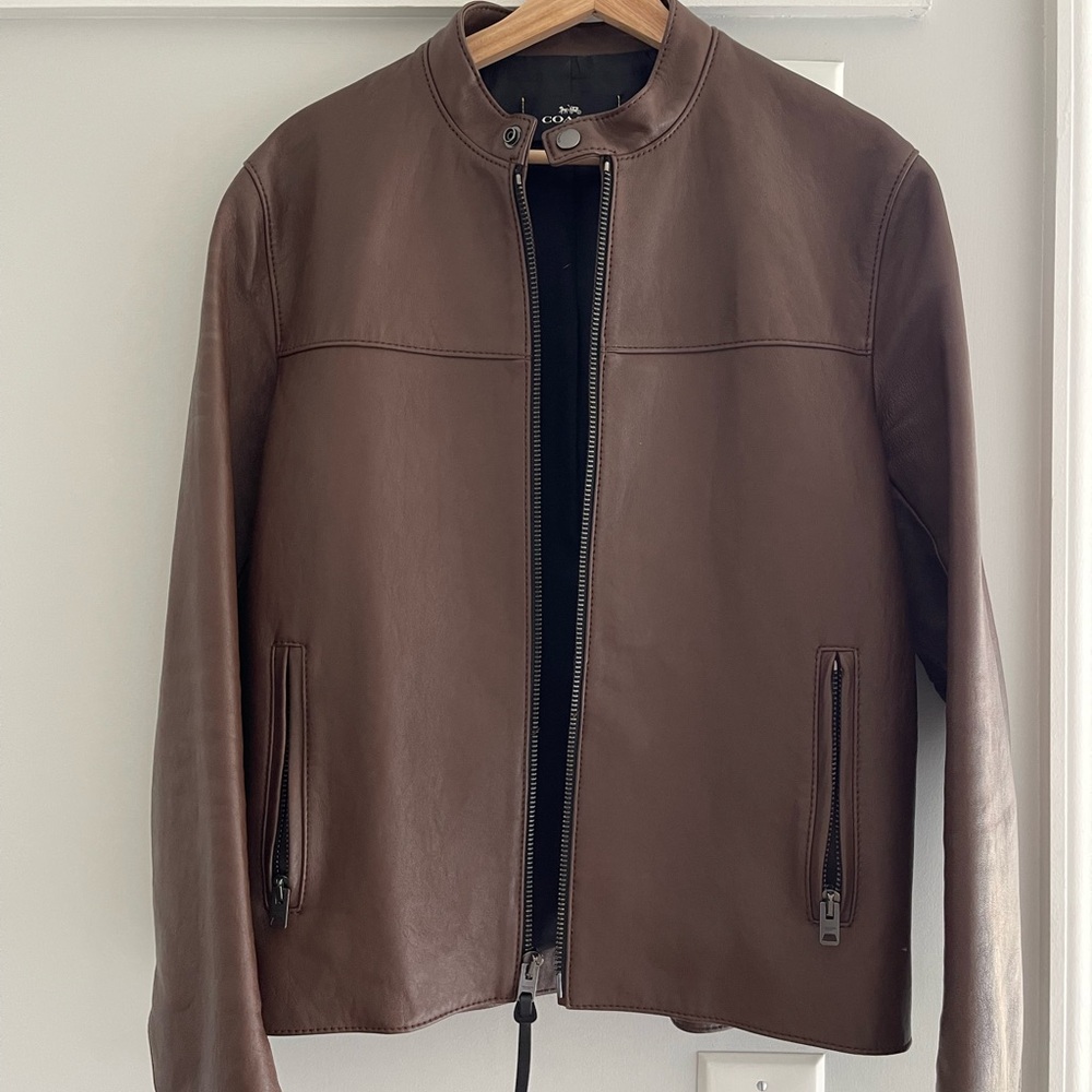 Coach Brown Leather Jacket Size Medium